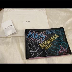 balenciaga graffiti clutch bag